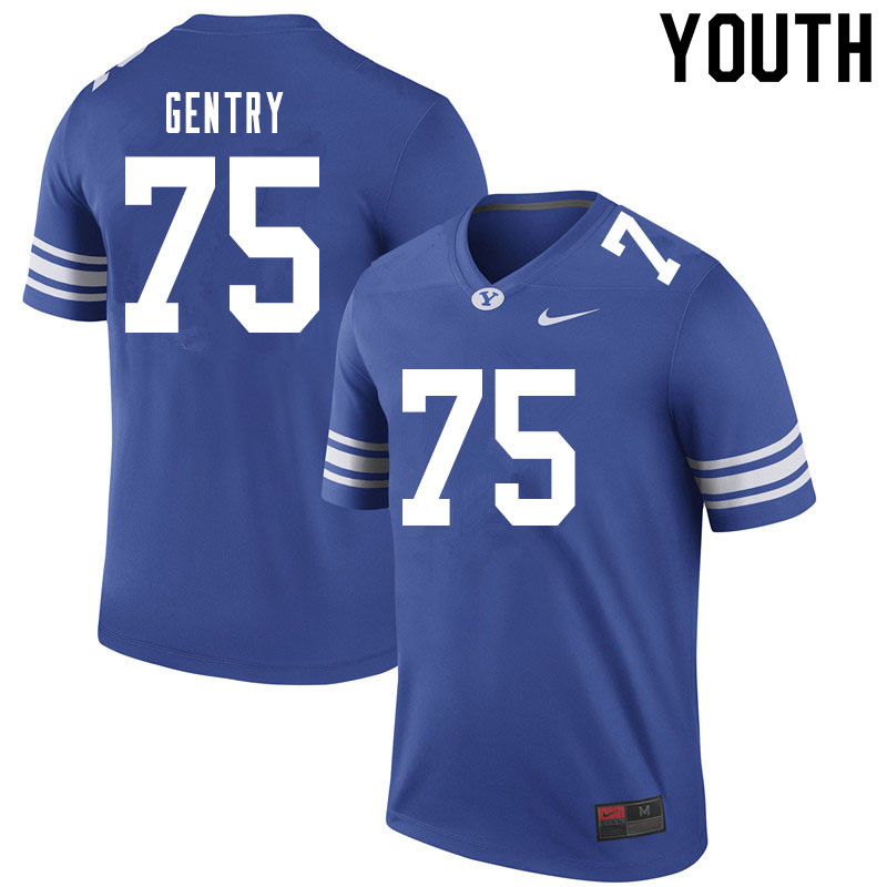 Youth #75 JT Gentry BYU Cougars College Football Jerseys Sale-Royal